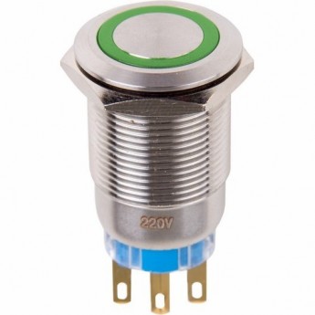 Кнопка антивандальная REXANT A19-C1 250В б/фикс зеленая