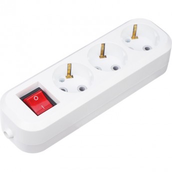 Колодка REXANT 3 гнезда с кнопкой c заземлением Колодка REXANT 3 гнезда с кнопкой c заземлением