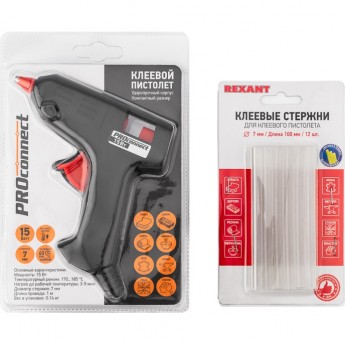 Набор для творчества REXANT ПК01 пистолет 15 Вт, стержни 7 мм Набор для творчества REXANT ПК01 пистолет 15 Вт, стержни 7 мм