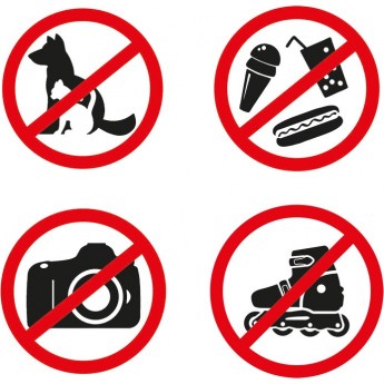 Наклейки REXANT запрещающие знаки 200х200 мм, 4 шт.