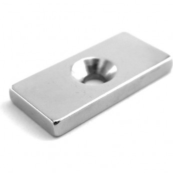 Неодимовый магнитный прямоугольник REXANT 20х10х3 мм с зенковкой 6.5х3 мм, 2 шт.