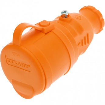 Розетка переносная REXANT 16 А IP44 каучук оранжевая с крышкой