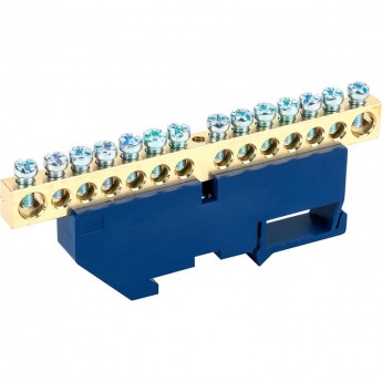 Шина REXANT с синим изолятором на DIN-рейку 8x12 мм 14 групп