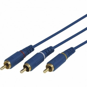 Шнур REXANT 3 RCA - 3 RCA, 1,5м, синий, Gold