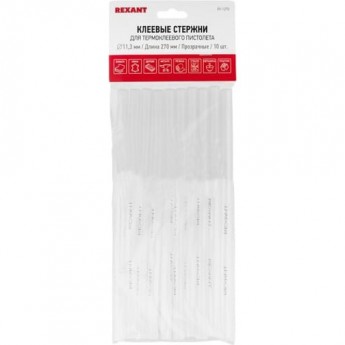 Стержни клеевые REXANT Ø 11 мм 270 мм прозрачные, 10 шт.