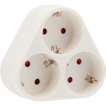 Тройник электрический пирамида REXANT 16 А с заземлением белый Тройник электрический пирамида REXANT 16 А с заземлением белый