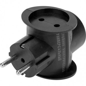 Тройник электрический универсальныйREXANT 16 А одно гнездо с заземлением черный Тройник электрический универсальныйREXANT 16 А одно гнездо с заземлением черный