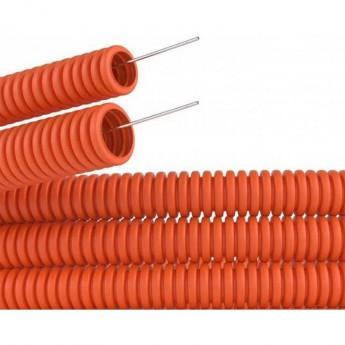 Труба гофрированная REXANT 20 мм с зондом оранжевая, 100 м