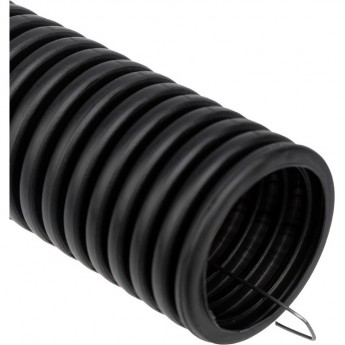 Труба гофрированная REXANT из ПНД, с зондом, черная, Ø50 мм (бухта 15 м/уп)