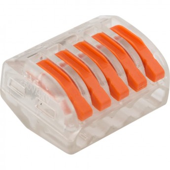 Универсальная клемма REXANT СМК 222-415, 5-проводная прозрачная 0,08-2,5/4 мм² (40 шт./уп.)